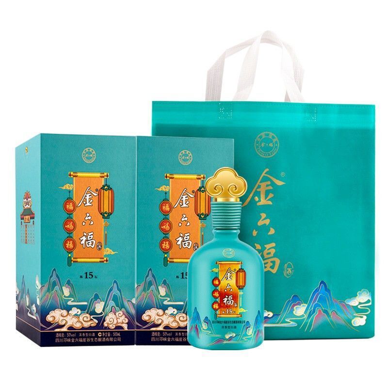金六福整箱六瓶浓香型白酒50度陈坛15 500ml*2瓶粮食