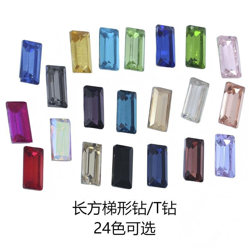 批发梯形玻璃钻长方形尖底钻美甲钻水晶钻diy饰品配件配饰水晶T钻