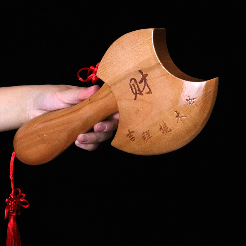 原色桃木斧子挂件摆件结婚斧头木雕搬家乔迁家居批发景区直播货源