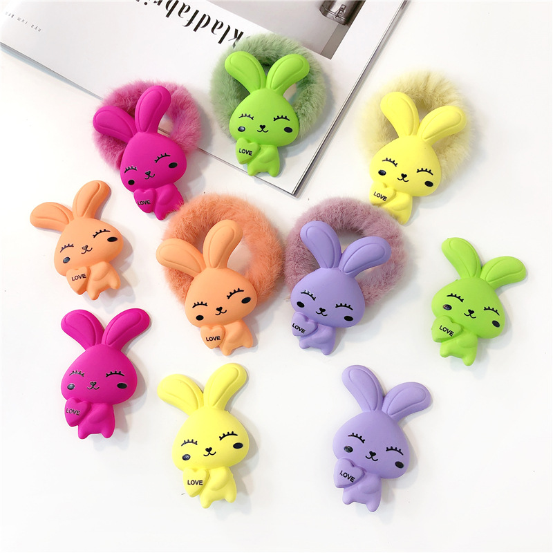 新款彩虹糖果色兔子发夹边夹侧夹后脑勺丸子头刘海夹发饰发绳发夹