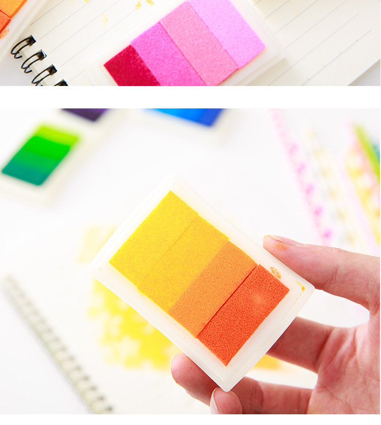 海绵水性多彩大号凹腰彩色印泥 手账手工diy手印手指画印章印台