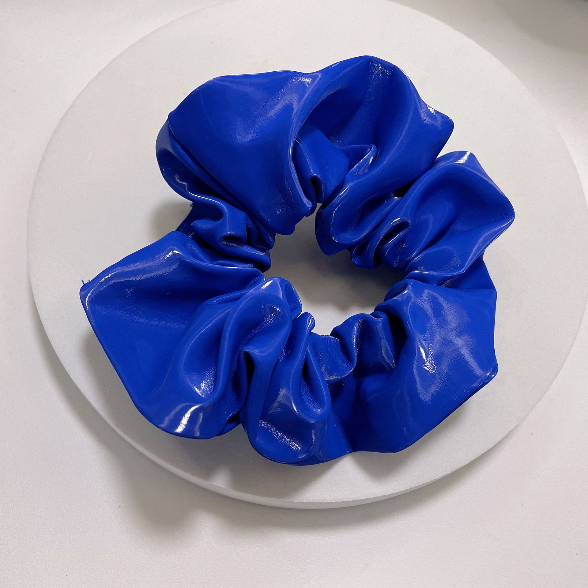 网红克莱因蓝pu绒布大肠圈发圈气质时尚少女头箍发夹精品店饰品