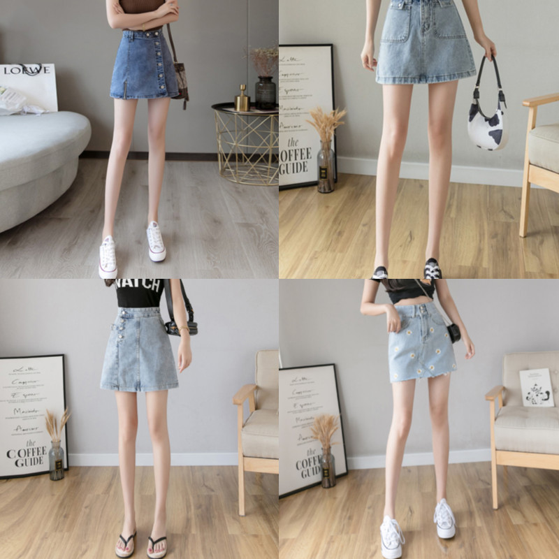 2023 New Denim Skirt Women's High Waist Slimming plus Size A- line Skirt Fashion All-Match Skirt Manufacturer Direct Wholesale