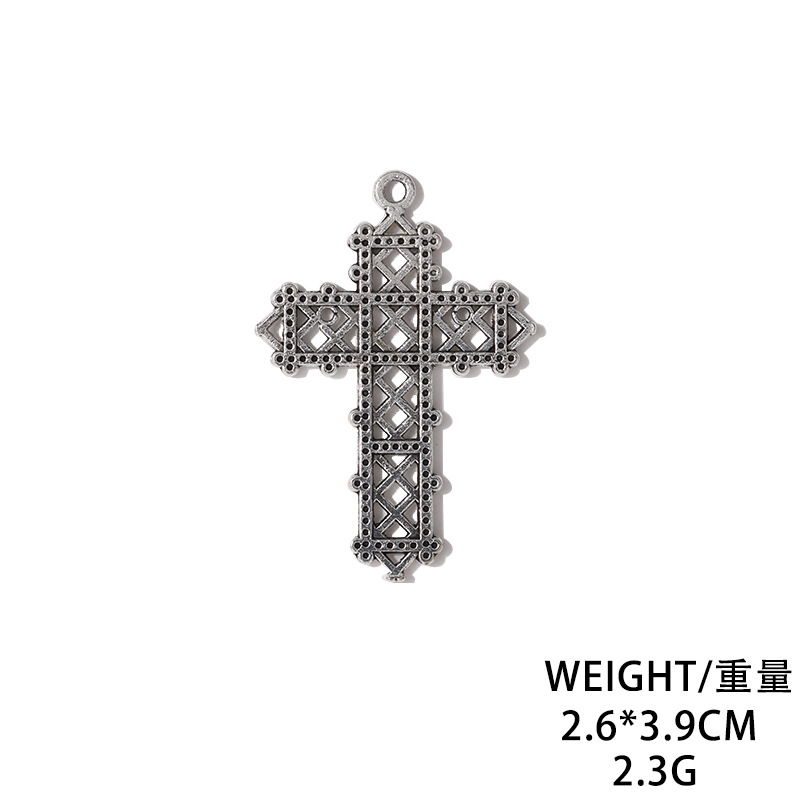 Cross-Border New DIY Ornament Accessories Hollow Three-Dimensional Cross Necklace Bracelet Pendant Jewelry Ornament Material Wholesale