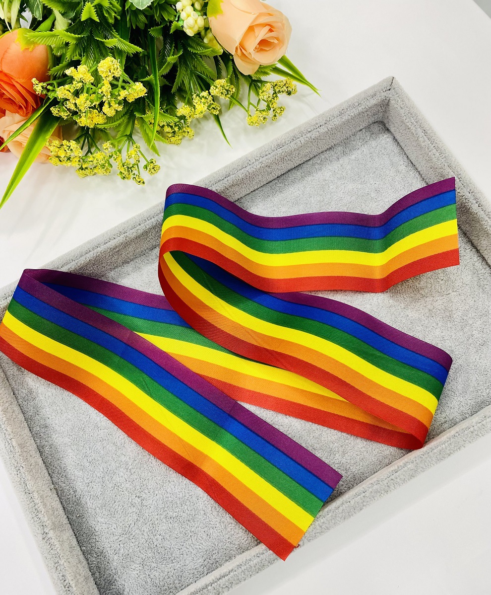 Cross-Border Amazon LGBT Rainbow Flag Long Silk Ribbon Streamer Gay Couple Event Festival Party Decoration Long Silk Ribbon