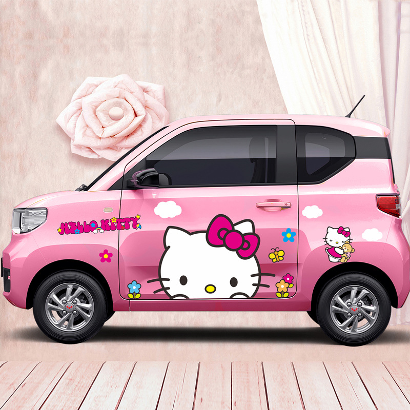 五菱宏光迷你ev车身贴马卡龙kt猫车贴划痕遮挡汽车装饰贴