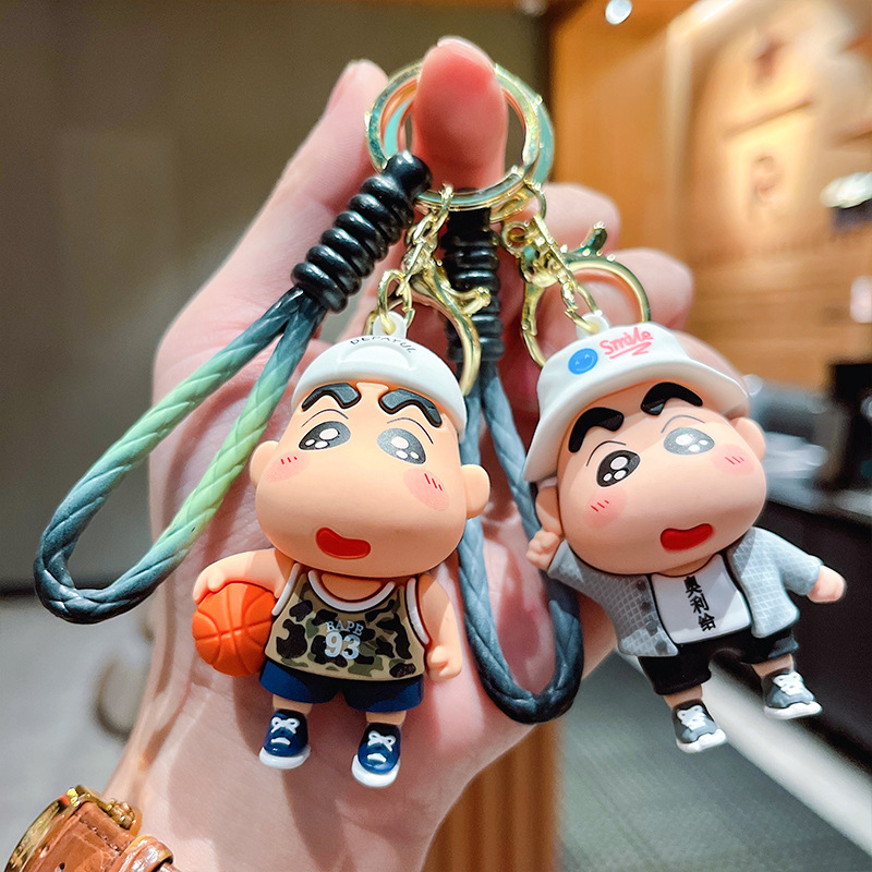 Cute Crayon Small New Skateboard Three-Dimensional Doll Car Keychain Pendant Ornaments Night Market Stall Push Gifts