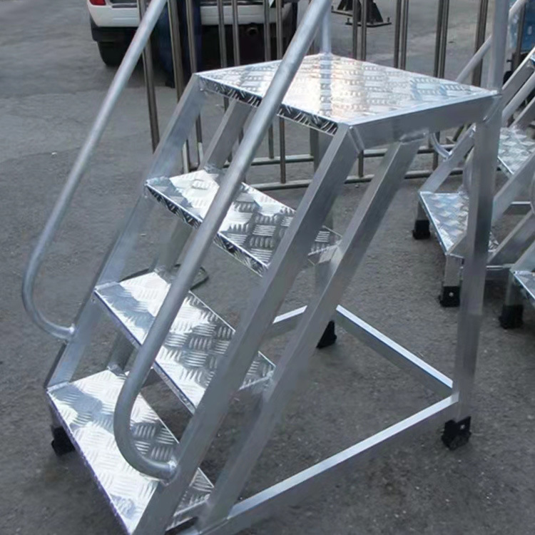 厂家供应工地踏梯登高平台 铝合金舞台梯双侧防护梯可来图