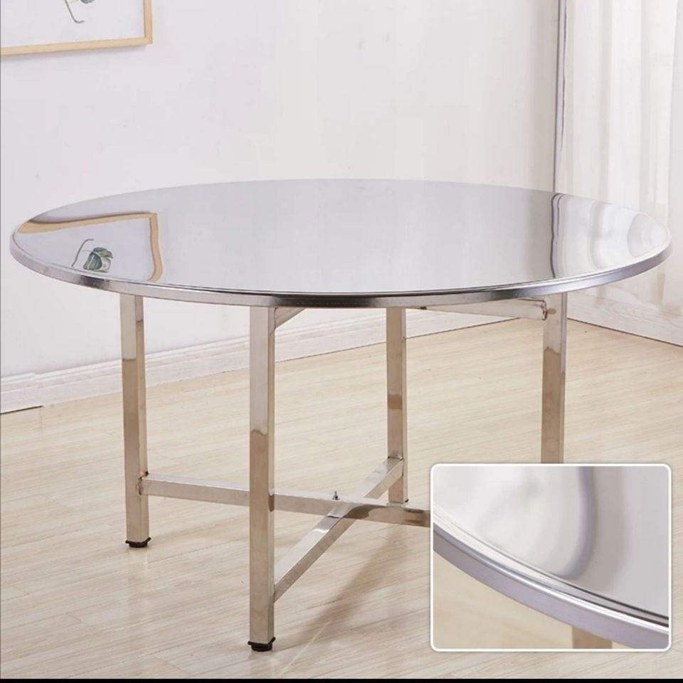 简易不锈钢圆桌子面农村流动酒席桌子宴席大圆形桌子圆桌面