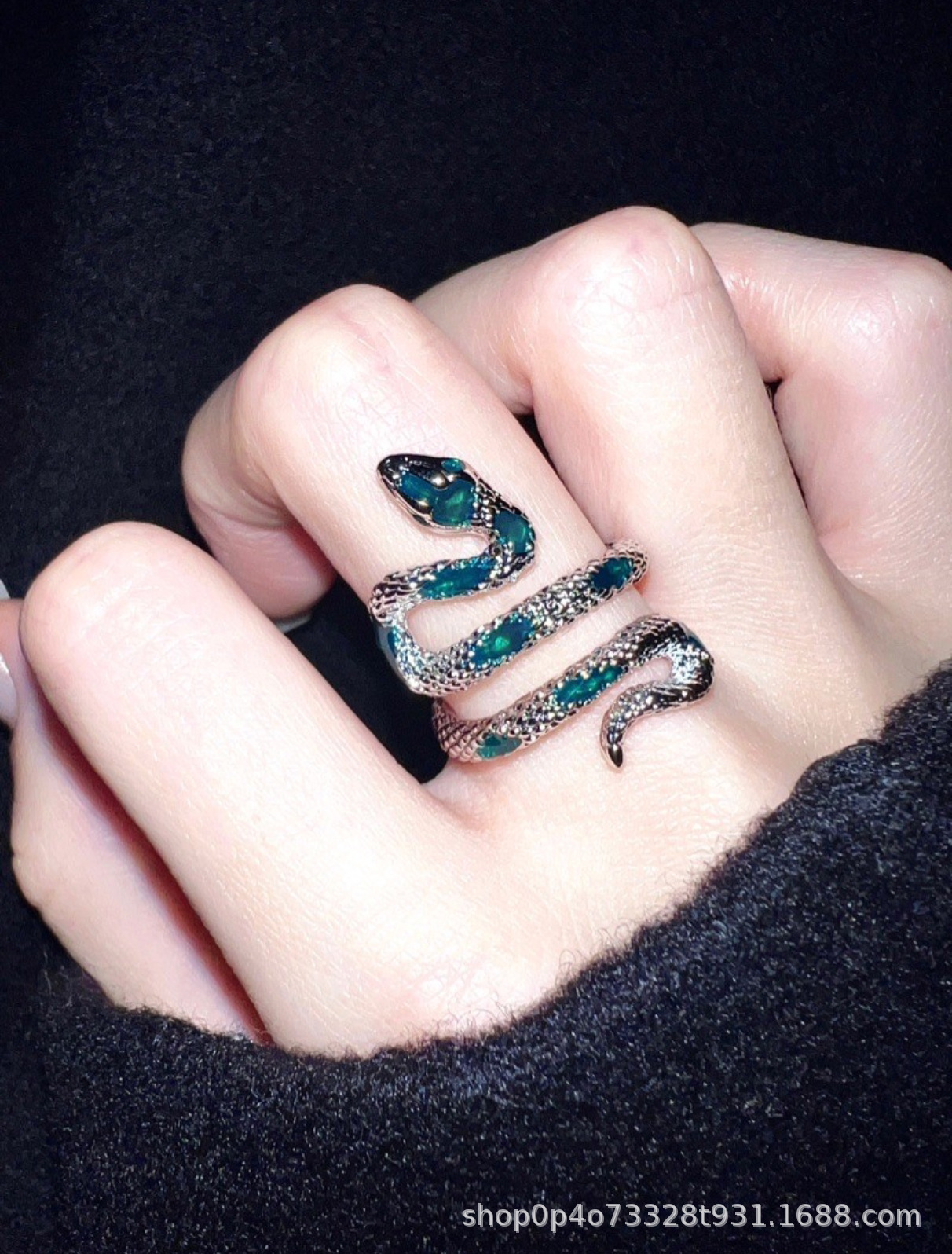 甜酷风蛇形复古戒指小众设计高级感冷淡风食指戒开口个性气质指环