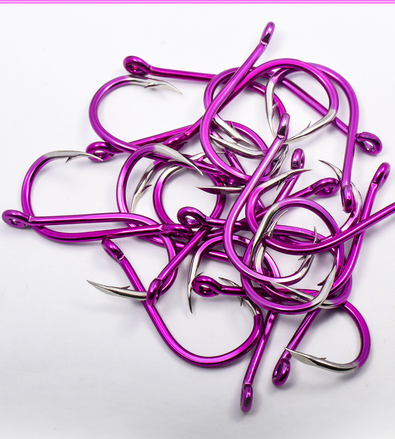 紫电管付千又鱼钩歪嘴有孔带圈环矶钓有倒刺海钓钩加粗青鱼大物钩