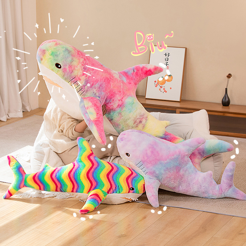 Cross-Border Cute Shark Doll Bedroom Decoration Ah Woo Shark Sleep Companion Throw Pillow Plush Toy Doll Wholesale