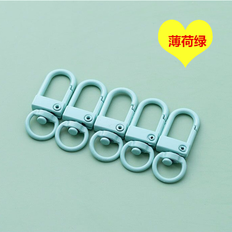 Keychain DIY Accessories Candy Color Paint Metal Bags Buckle Jewelry Accessories U-Shaped Door Latch Rotating Alloy Snap Hook