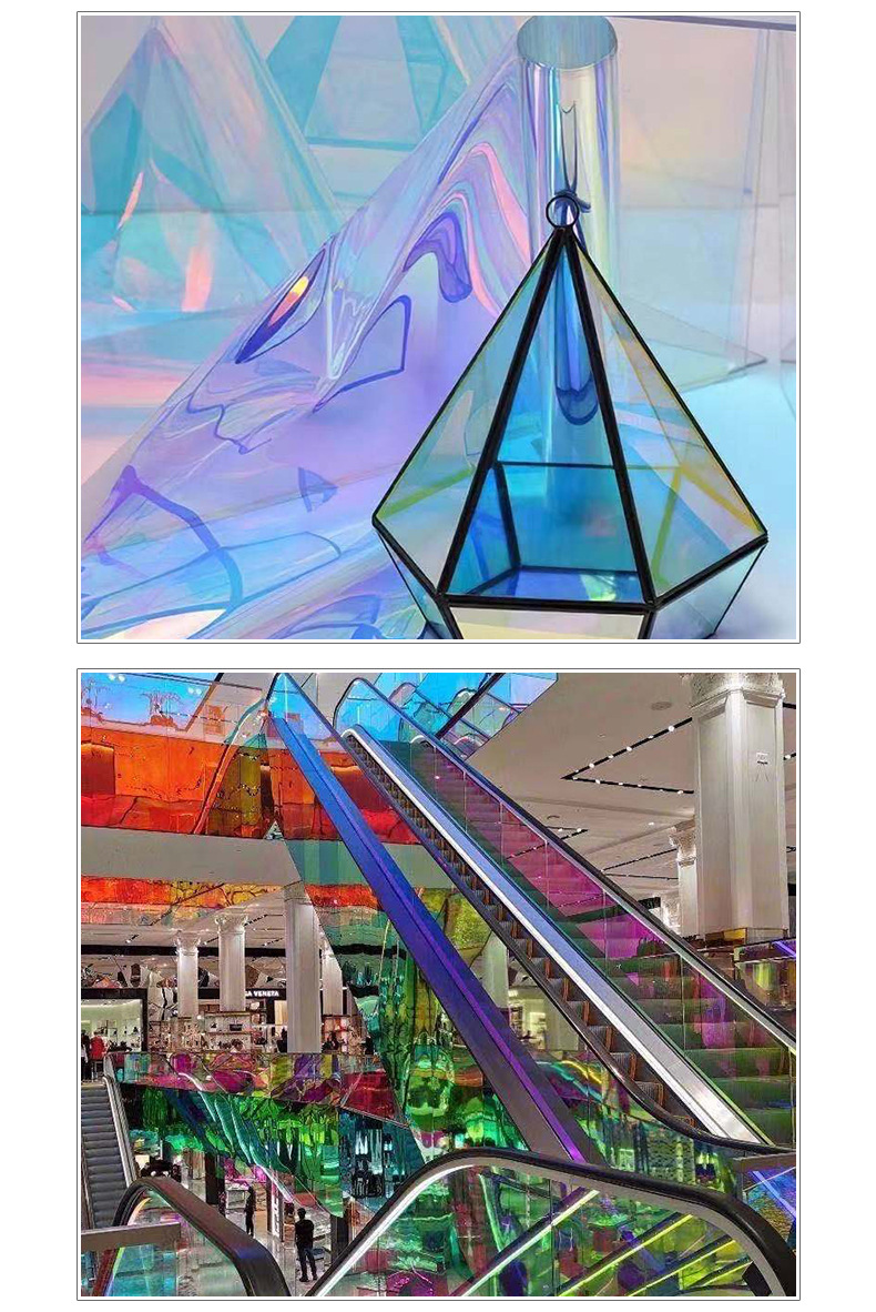 镭射纸玻璃贴膜手工diy材料幻彩彩色渐变彩虹七彩变色透明炫彩膜