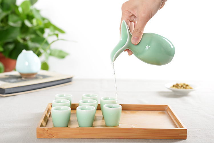 日式陶瓷汾酒酒具分酒器白酒烈小酒杯清酒壶家用套装中式古风