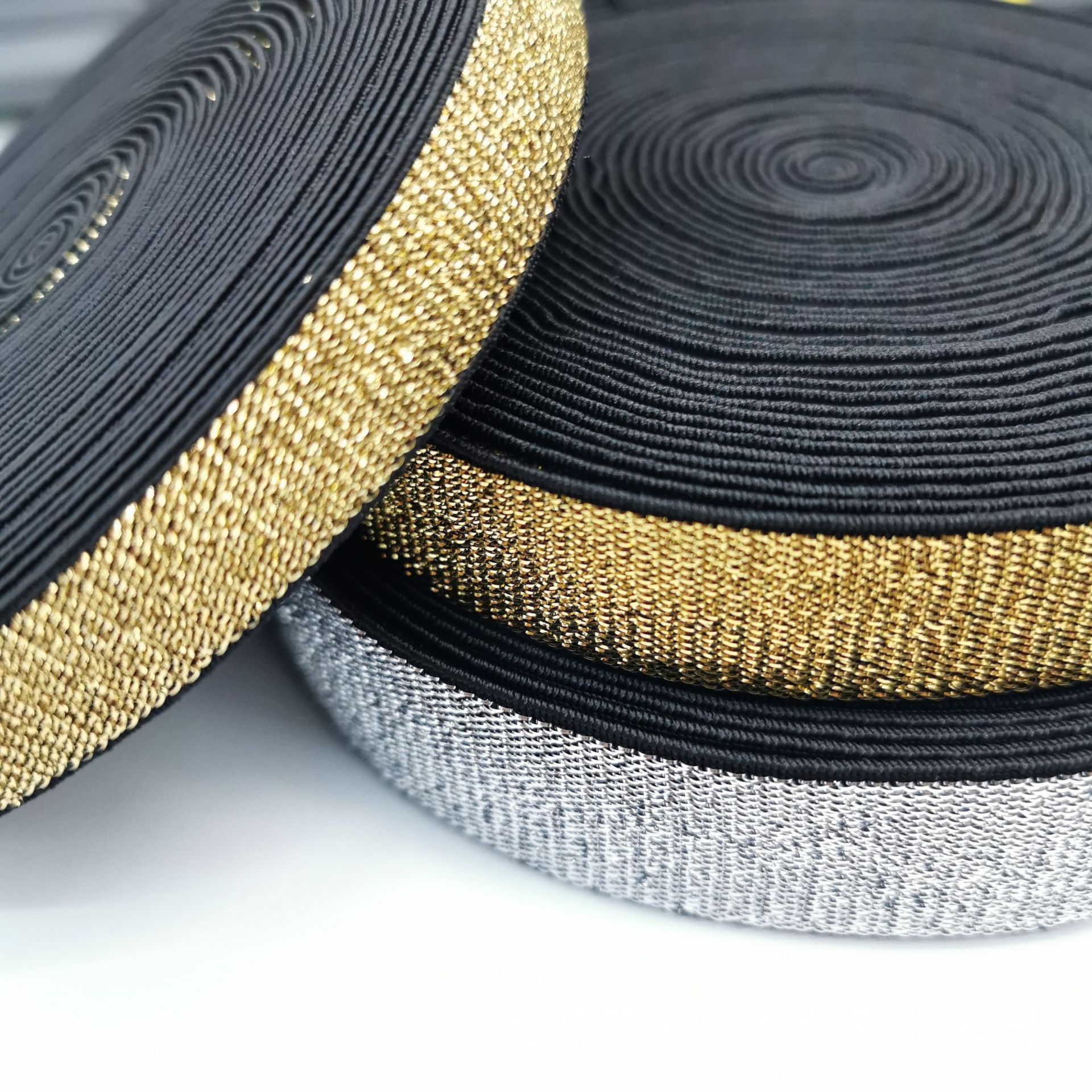 Spot Goods 1.0-5.0cm Golden and Silver Color Cord Elastic Elastic Band Brushed High Density Onion Silk Rubber Band DIY