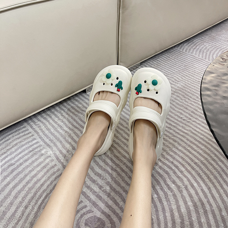 Cross-Border Closed Toe Hole Shoes Women's Outer Wear Summer Thick-Soled Princess Shoes New Mary Jane Versatile Nurse Work Shoes