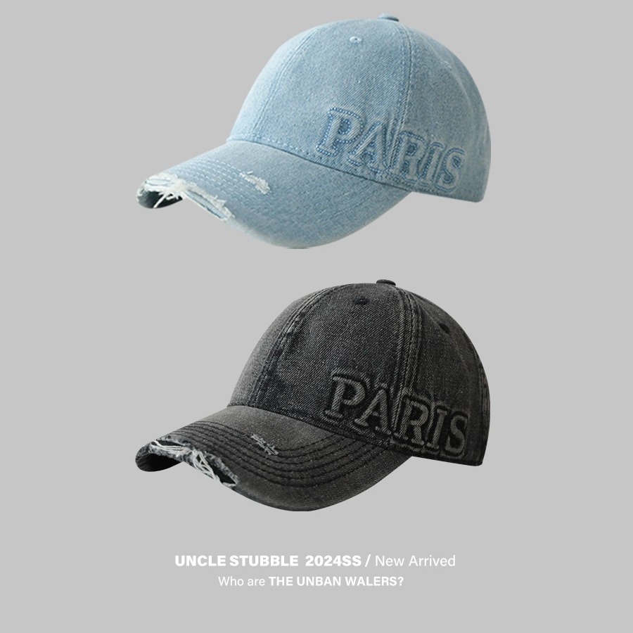 街头潮牌字母棒球帽男春夏百搭牛仔鸭舌帽女宽帽檐遮阳帽子显脸小