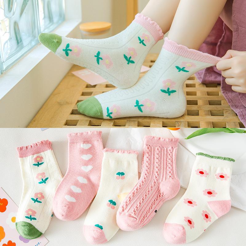 女童袜子儿童春秋款花边袜中筒宝宝袜秋冬季公主小中大童潮流洋气