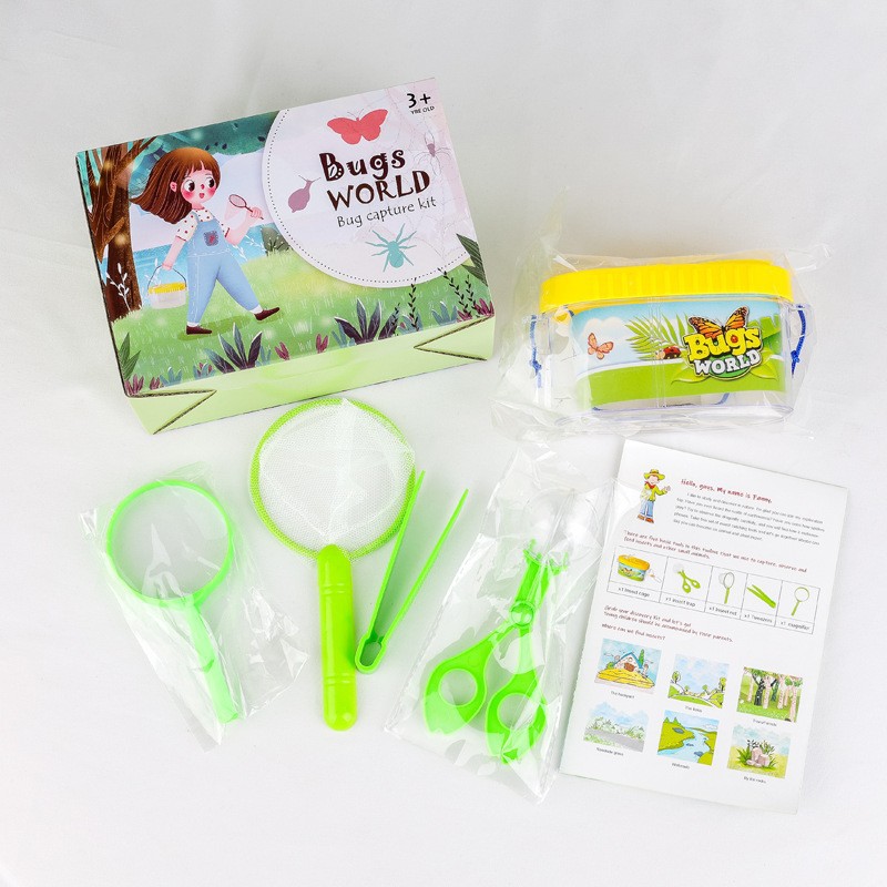 Amazon Hot Sale Children's Outdoor Adventure Toys Suit Insect Catching Tools 6 Pieces Suit Insect Observation Box