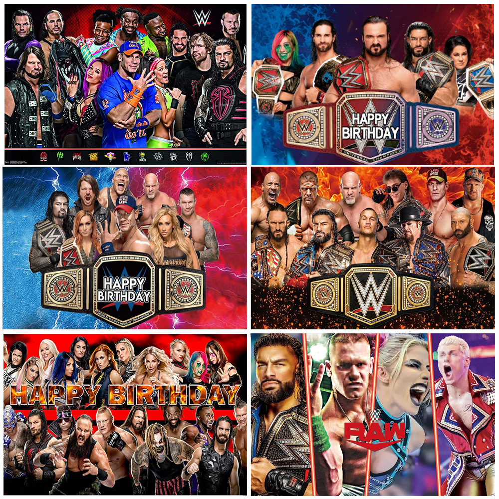 wwe美国职业摔角生日背景布摔跤拳击比赛 生日派对背景布拍摄拍照