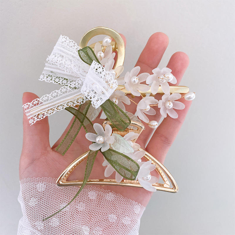 汉服头饰古风抓夹国风鲨鱼夹铃兰花发饰蝴蝶结发抓后脑勺后压发夹