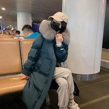 中长款韩版修身棉衣女2022新款加厚羽绒棉服女宽松大毛领棉袄外套