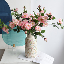 仿真保湿月季玫瑰假花山茶花客厅餐桌花艺摆件家居装饰绢花杜鹃花