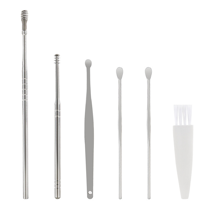 Ear Pick 6-Piece Set Ear Pick Ear Pick Ear Pick Tool Portable Spiral Spring Ear Cleaning Ear Pick Set