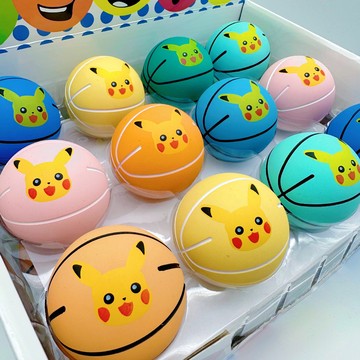 加厚小篮球皮卡丘6cm超高弹迷你空心弹力球学生儿童拍拍橡胶皮球