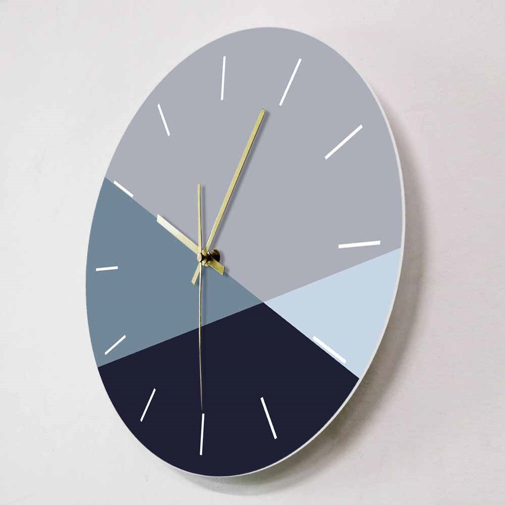 现代家居装饰挂钟设计,蓝渐灰浅色极简主义艺术,蓝灰色,冷色调