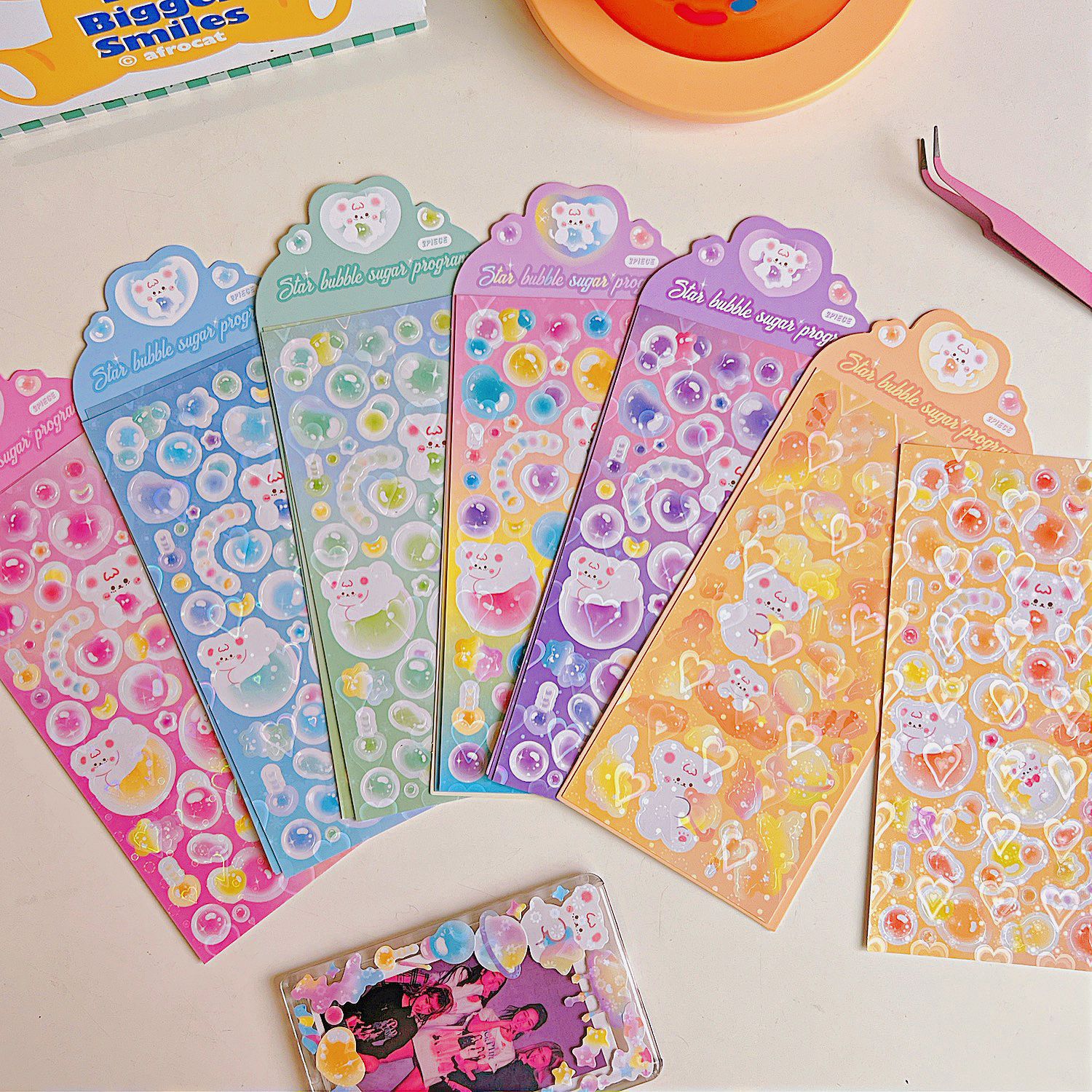 Cute Bubble Bear Goo Card Disc Small Stickers Student Diary Cartoon Animal Goo Plate Stickers Notebook Net Red Wind