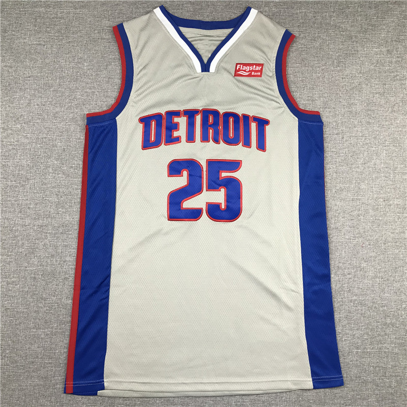 活塞队25号罗斯刺绣篮球服球衣33格里芬10德拉蒙德托马斯罗德曼