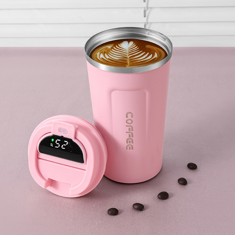 Cross-Border Intelligent Temperature Measuring Stainless Steel Coffee Cup Double-Layer Vacuum Mug Office Mug Car Water Cup Wholesale