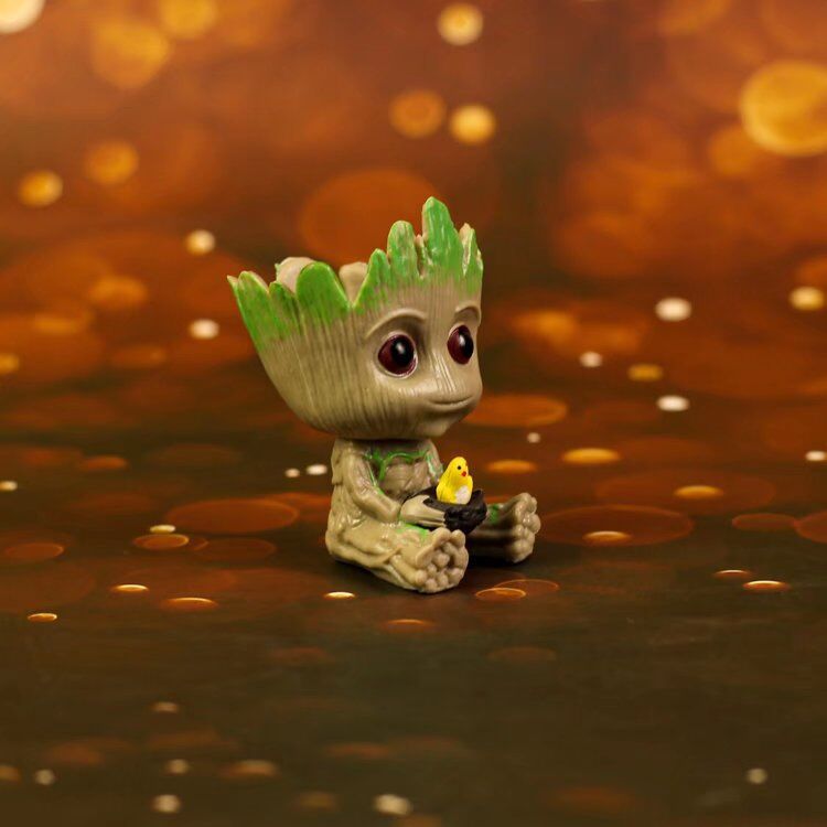 动漫格鲁特 拿花小树人 捧鸟窝小树人 钥匙扣摆件q版 pop袋装