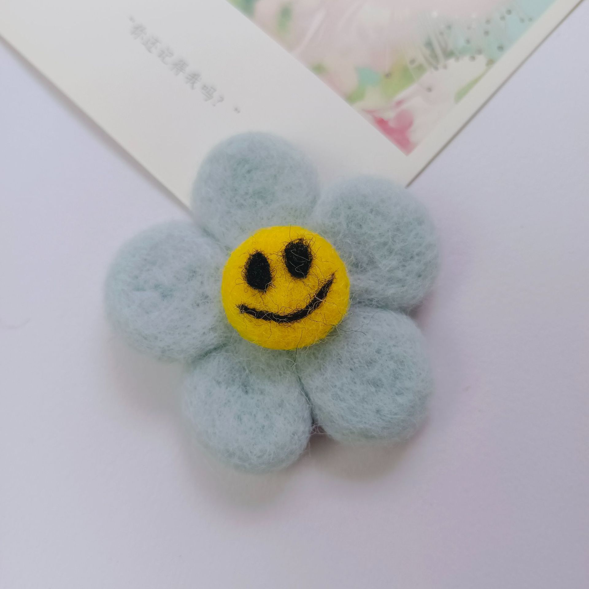 羊毛毡花朵 儿童发夹材料 甜美公主笑脸花头饰辅料 服装搭配笑脸