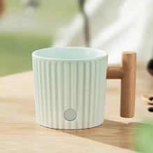 新款夏日薄荷绿杯子简约渐变条纹办公桌面咖啡陶瓷马克杯