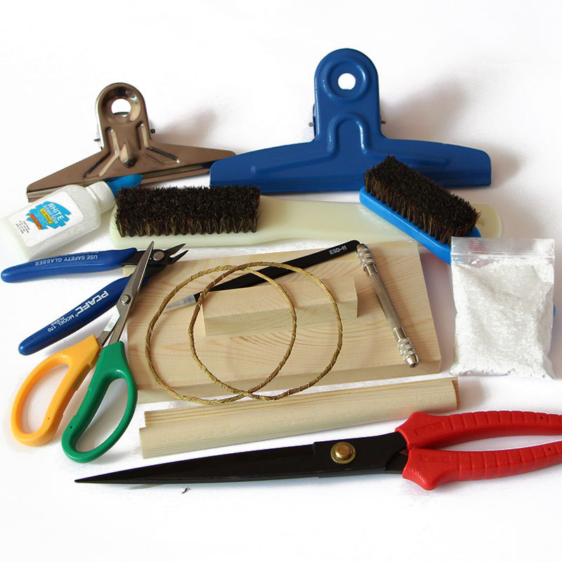 diy非遗绒花新手工具 实木搓丝板猪鬃刷夹子修绒打尖剪刀退火铜线