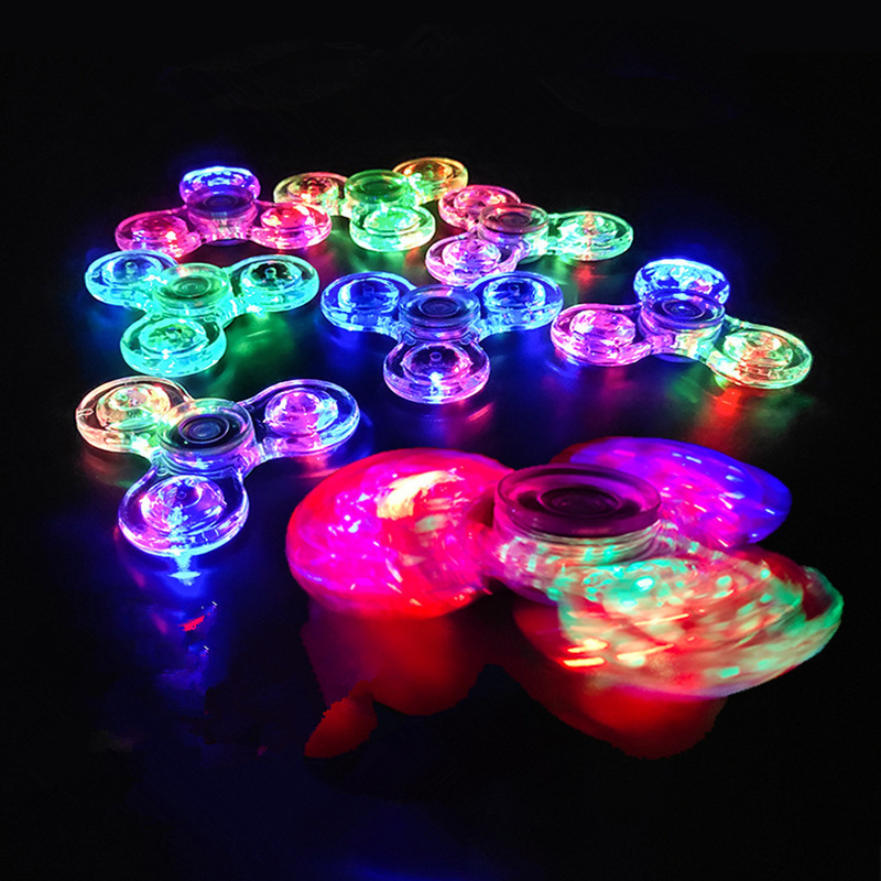 Factory Direct Sales Fingertip Gyro Crystal Luminous Transparent LED Light-Emitting Decompression Children's Toy Hand Spinner