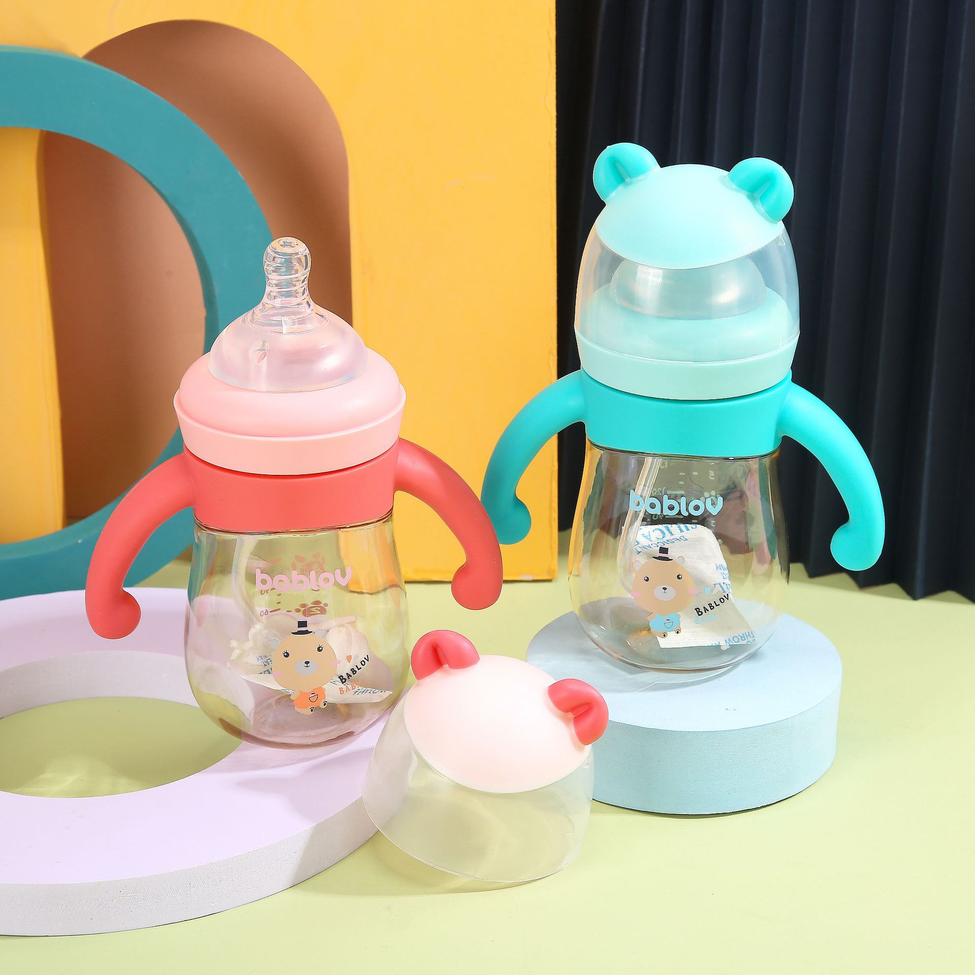 bablov婴幼儿奶瓶设计师原创梦幻森林小宝宝喝奶喝水宽口杯子批发