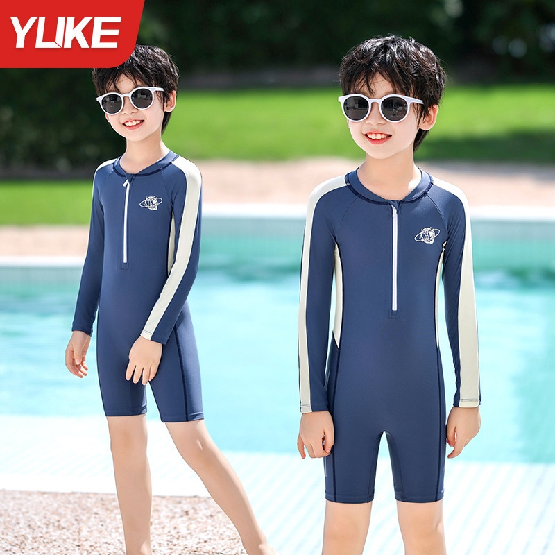 儿童泳衣男童2024游泳衣连体新款速干中大童宝宝泳裤套装男孩泳装
