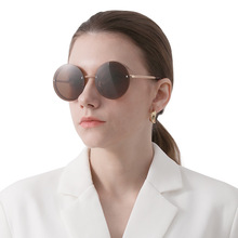 新款时尚潮流金属圆框眼镜海洋片个性墨镜女高级感欧美女士太阳镜