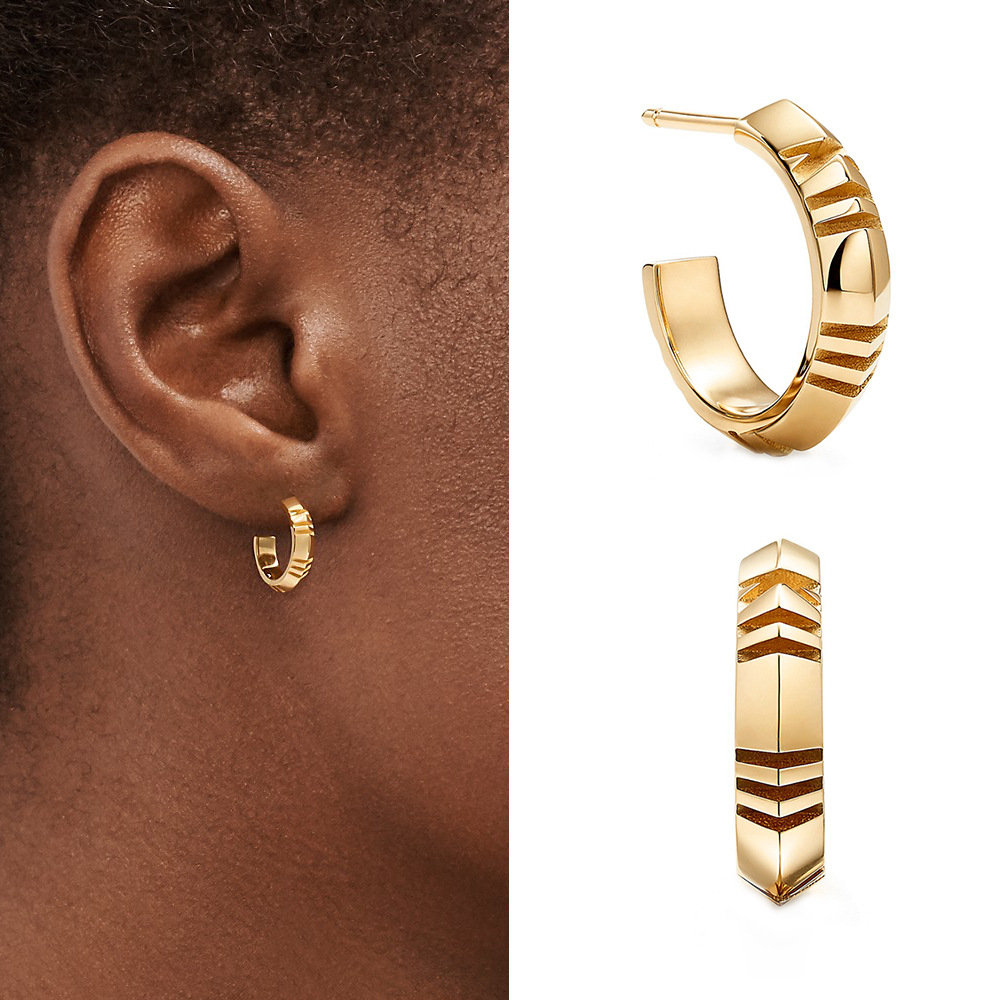 几何耳环圆形罗马新款潮流耳饰复古欧美饰品小众黄铜耳钉女式新品
