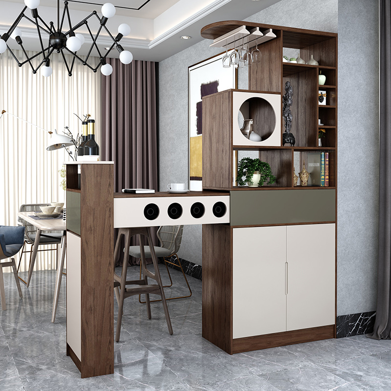 客厅入户玄关隔断柜现代简约靠墙多功能伸缩酒柜吧台桌储物柜一体