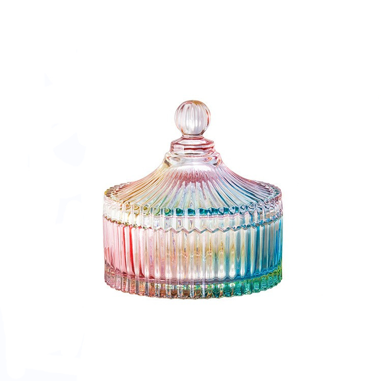 Transparent Glass Sugar Bowl Storage Tank Candy Box Wedding Wax Tank Glass Cylinder Glassware Manufacturer with Lid