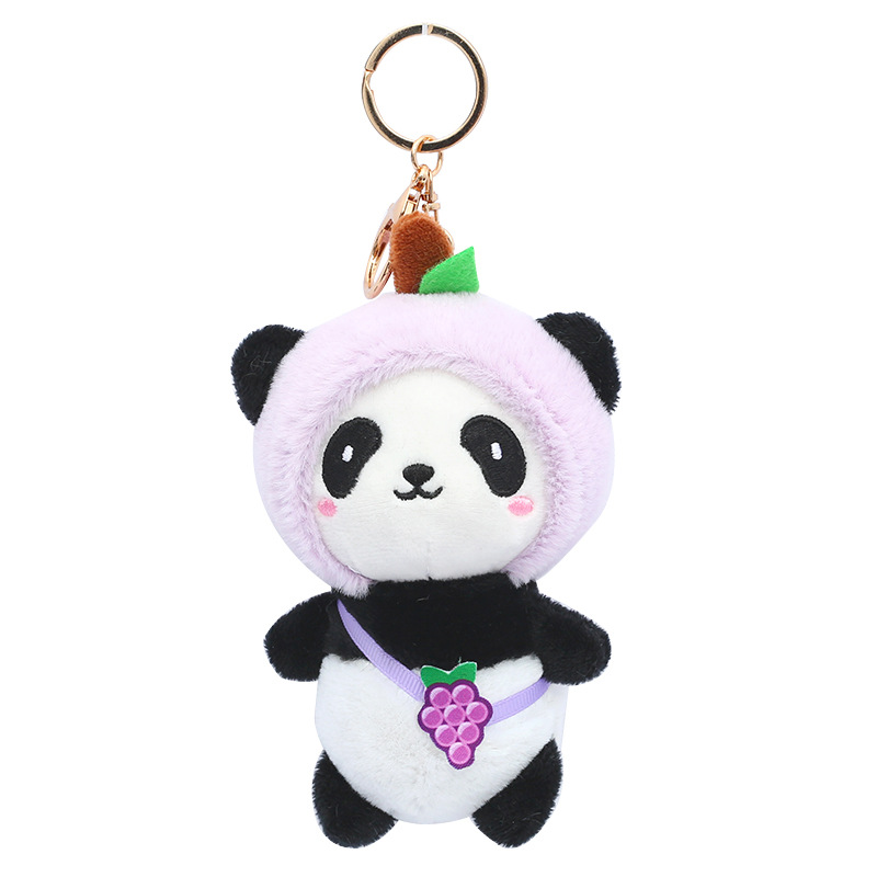 Online Celebrity Fruit Panda Plush Toy Keychain Pendant Girl Cute Doll Schoolbag Pendant Small Gift Wholesale