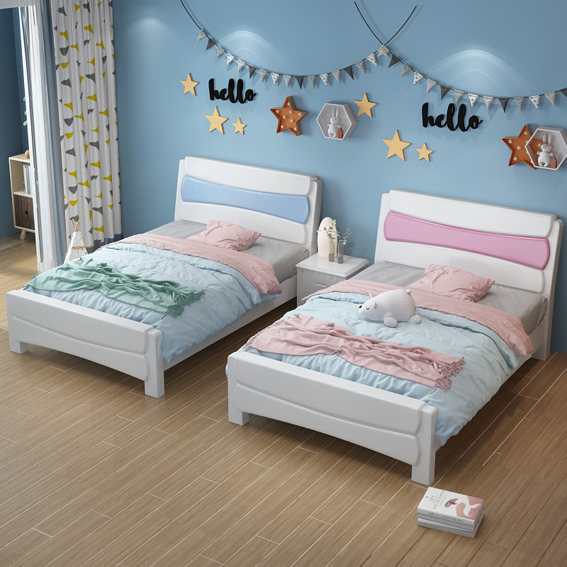 实木儿童床男孩女孩白色1m小户型小床1.35单人床1.2米1.5米床家用
