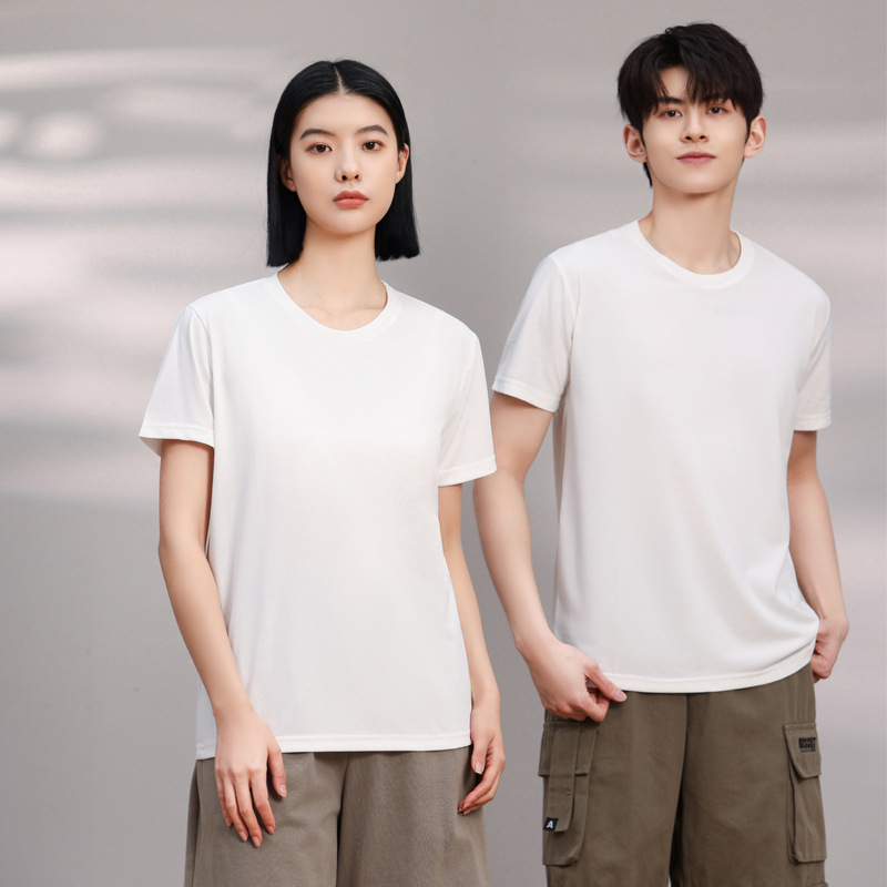 White Small T-shirt round Neck Shirt Solid Color Customized Printed Logo Factory Direct Sales Work Wear Advertising Shirt Overalls