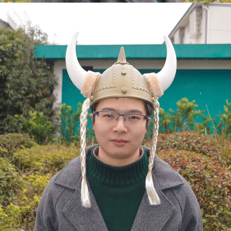 创意个性牛角维京帽子派对帽奇葩个性海盗牛角帽海盗维京人胡子帽