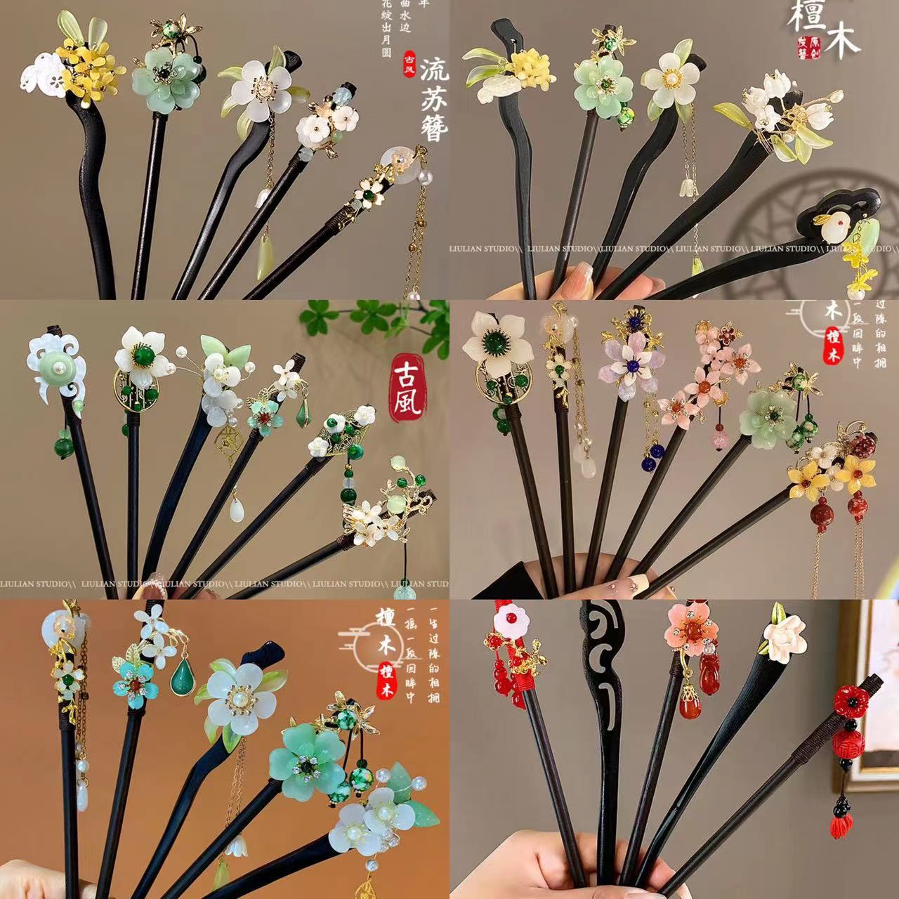 new chinese style hairpin wooden hair clasp tassel hairpin antique hair clasp wholesale updo hair clasp han chinese clothing hair accessories costume headdress female